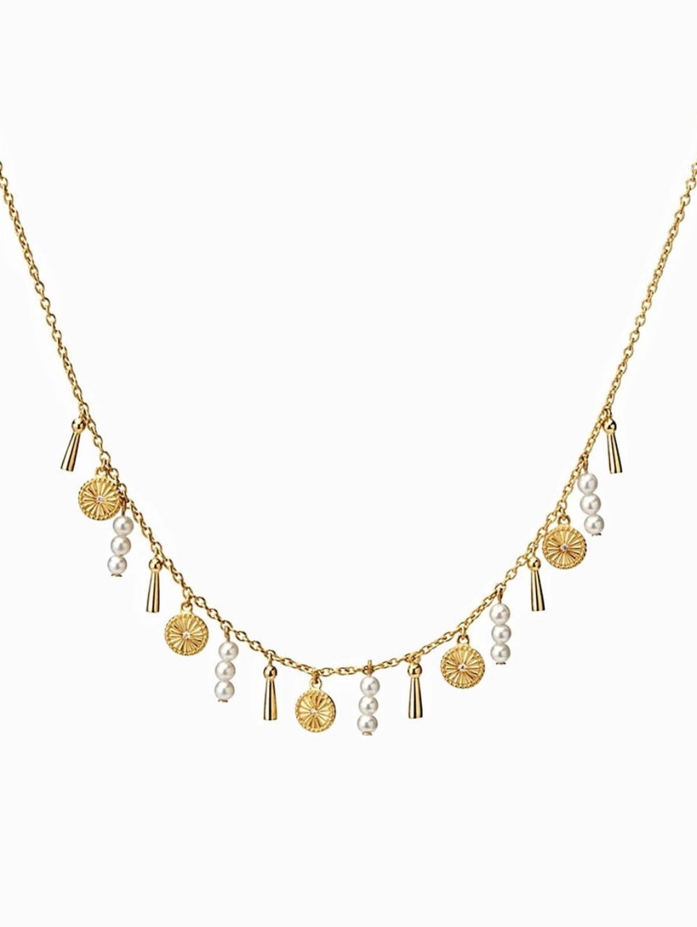 Awe 14k Gold Over Sterling Silver DIAMOND AND PEARL DANGLE NECKLACE